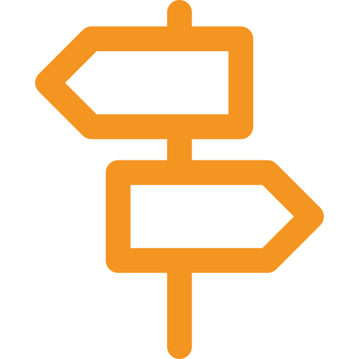 picto orange représentant des panneaux routiers pour illustrer la longueur d'une route
