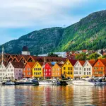 Les maisons colorees du quai de Bryggen a Bergen, Norvege