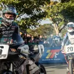 Classic TT Races : deux motos classiques sur la ligne de depart, ile de Man